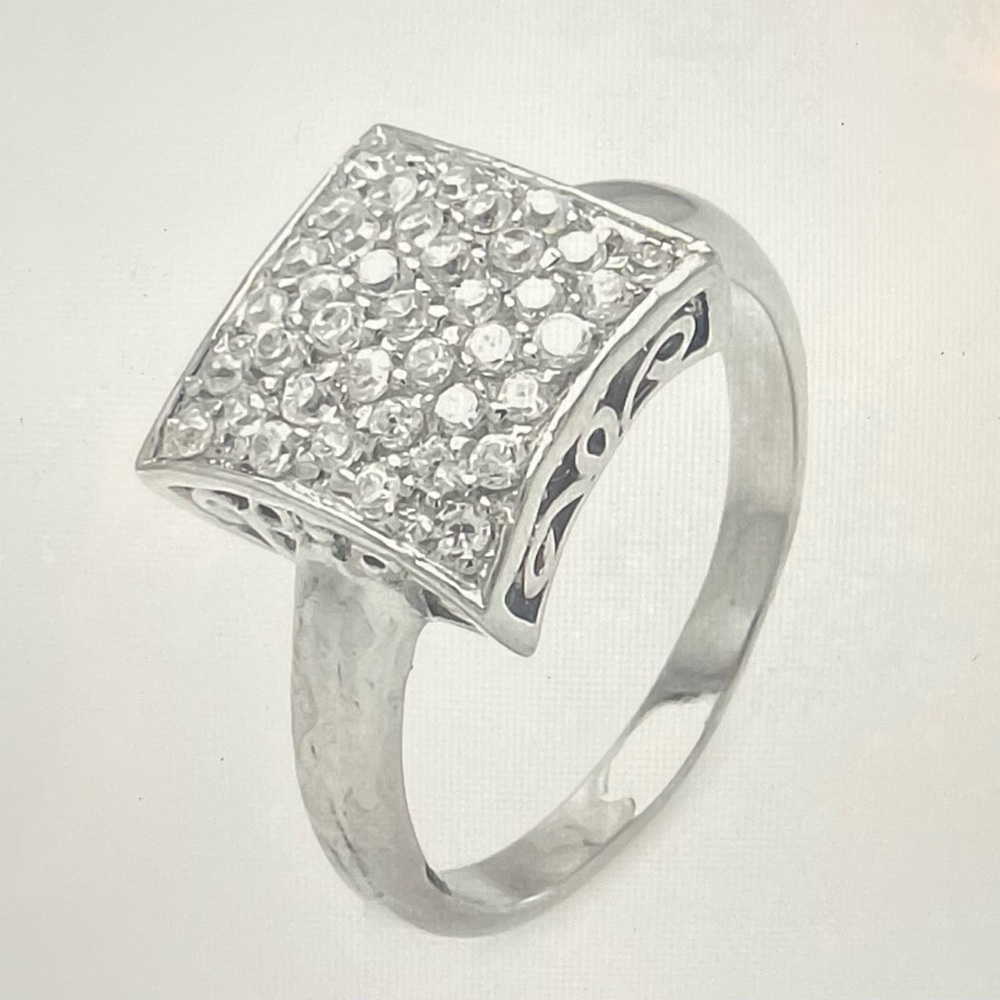 Solid 925 Silver Square Ring Size 5 - image 1